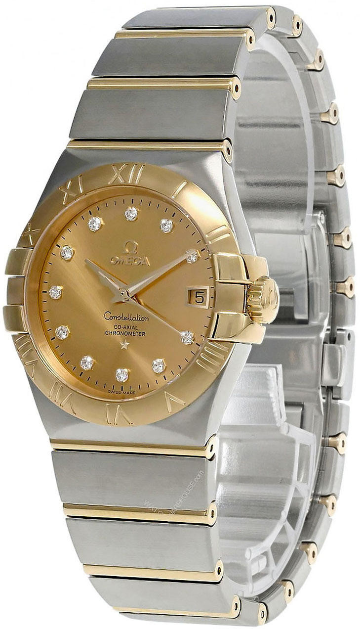 OMEGA Watches CONSTELLATION CO‑AXIAL 35MM GOLD DIAL UNISEX WATCH 123.20.35.20.58.001 - Click Image to Close